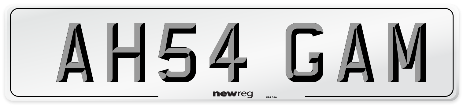 AH54 GAM Number Plate from New Reg